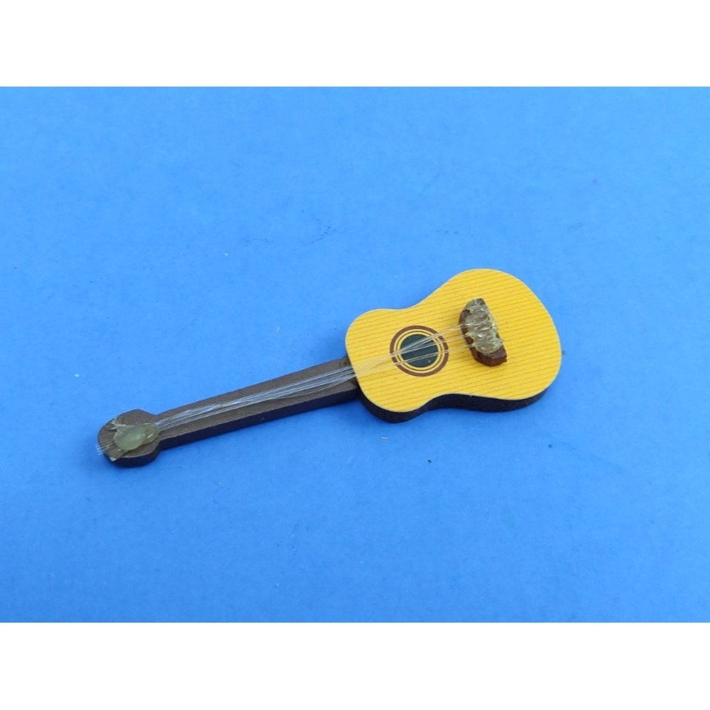 Dollhouse Miniature Fairy Garden Guitar Unbranded Yellow Brown USA Made